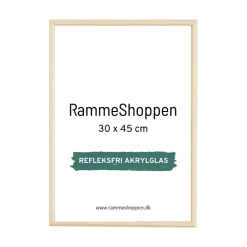 Birketræsramme, refleksfri, smal - 30 x 45 cm - Type 810