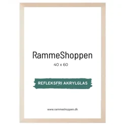Birketræsramme, refleksfri, smal - 40 x 60 cm - Type 810