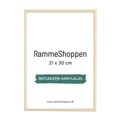 Birketræsramme, refleksfri, smal - 21 x 30 cm (A4) - Type 810