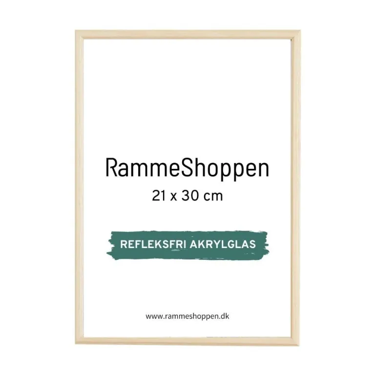 Birketræsramme, refleksfri, smal - 21 x 30 cm (A4) - Type 810