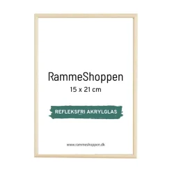 Birketræsramme, refleksfri, smal - 15 x 21 cm (A5) - Type 810