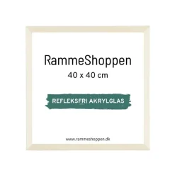 Birketræsramme, refleksfri, smal - 40 x 40 cm - Type 810
