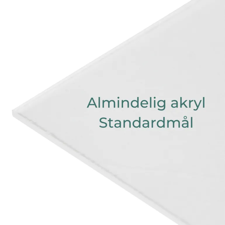 Frontglas, Klar akryl, Standardmål