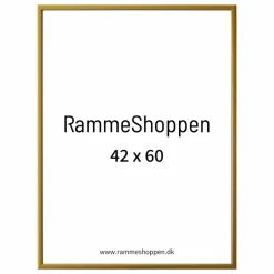 Guld aluramme, mat, smal - 42x60 (A2) cm - Type 9043