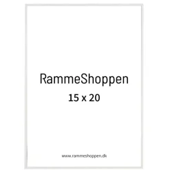 Hvid aluramme, blank, smal, 15 x 20 cm, Type 9006