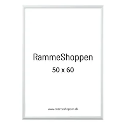 Hvid aluramme, blank, smal, Type 9006