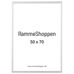 Hvid aluramme, blank, smal, Type 9006