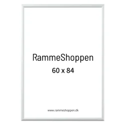 Hvid aluramme, blank, smal, Type 9006