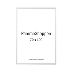 Hvid aluramme, blank, smal, Type 9006