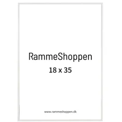 Hvid aluramme, blank, smal, Type 9006