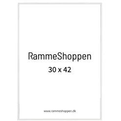 Hvid aluramme, blank, smal, Type 9006