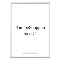 Hvid aluramme, blank, smal, Type 9006