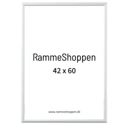 Hvid aluramme, blank, smal, Type 9006