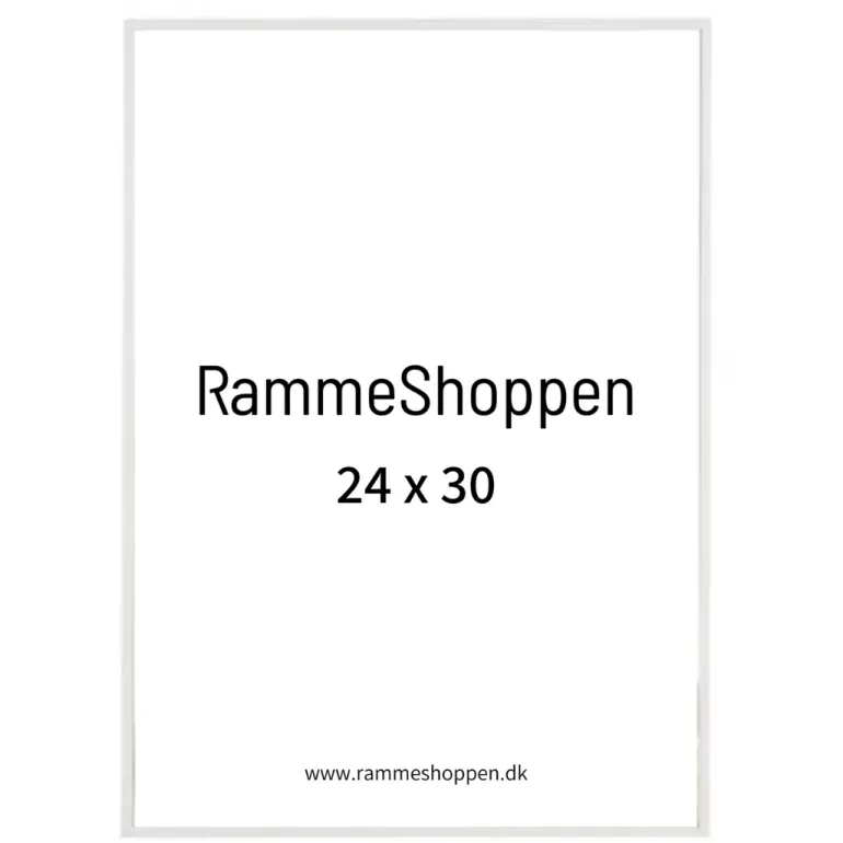 Hvid aluramme, blank, smal, 24 x 30 cm, Type 9006