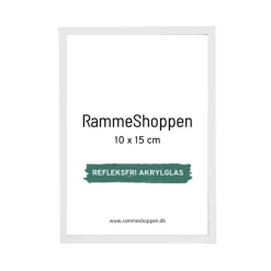 Hvid træramme, refleksfri, smal, 10 x 15 cm, Type 860