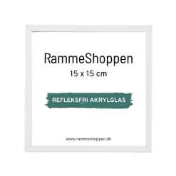 Hvid træramme, refleksfri, smal, 15 x 15 cm, Type 860