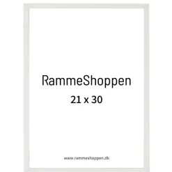 Hvid træramme, smal, 21 x 30 cm, A4, Type 860