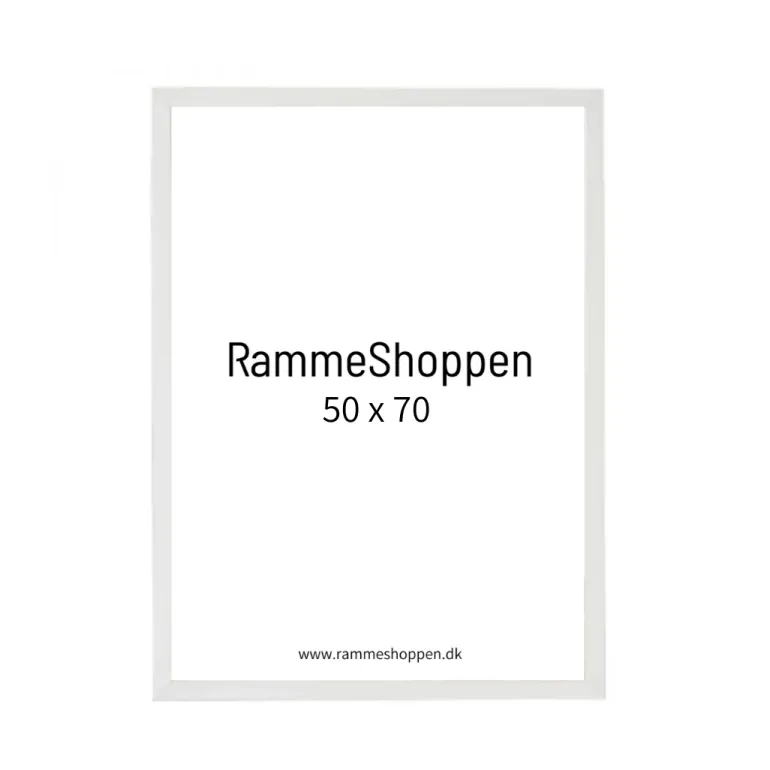 Hvid træramme, smal, 50 x 70 cm, Type 860