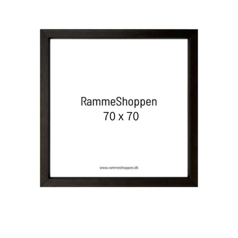 Mørk brun træramme, smal, 70 x 70 cm, Type 830