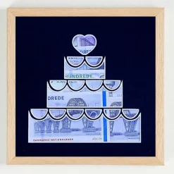 Pengegaveramme, Bryllupskage, 20x20 cm