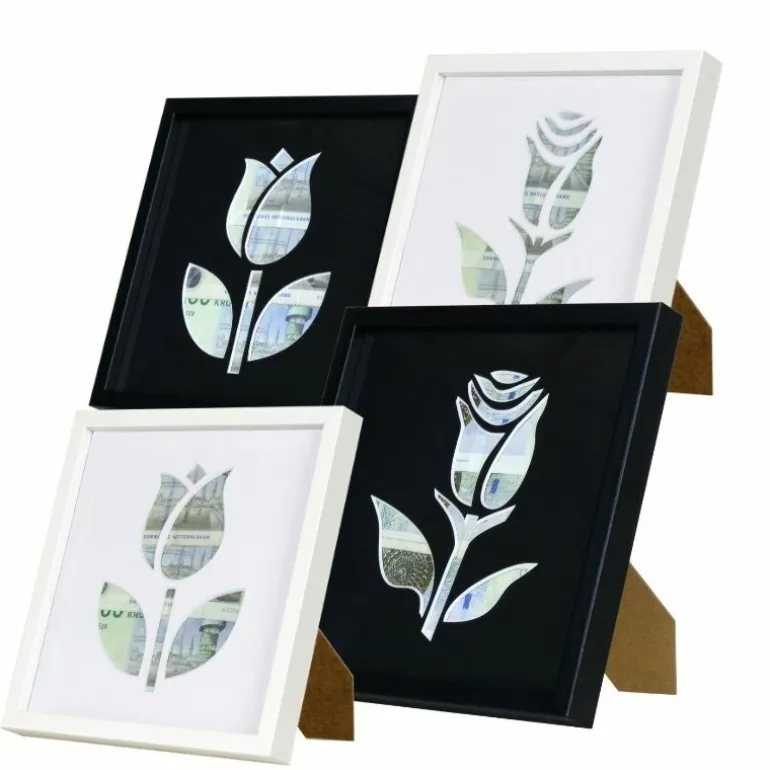 Pengegaveramme, "Giv en blomst", flere varianter, 20x20 cm