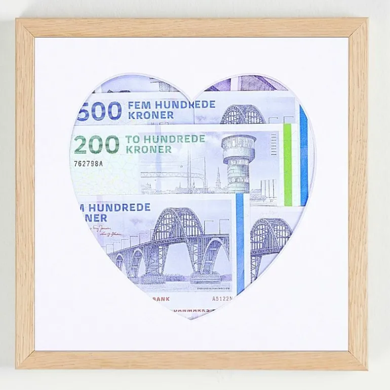 Pengegaveramme, Hjerte, 20x20 cm