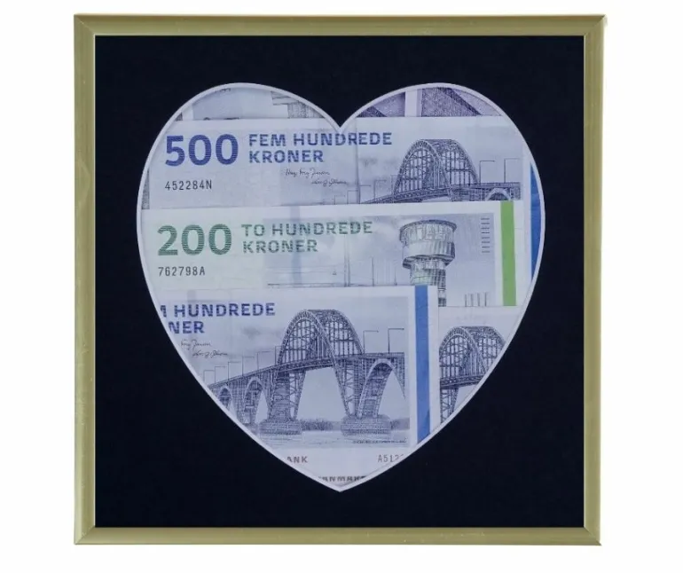 Pengegaveramme, Hjerte, 20x20 cm