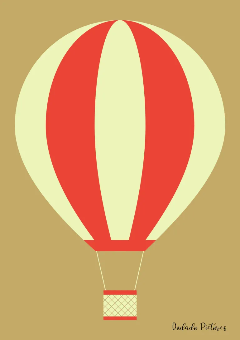 Plakat, Luftballon, Gul og rød