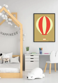 Plakat, Luftballon, Gul og rød