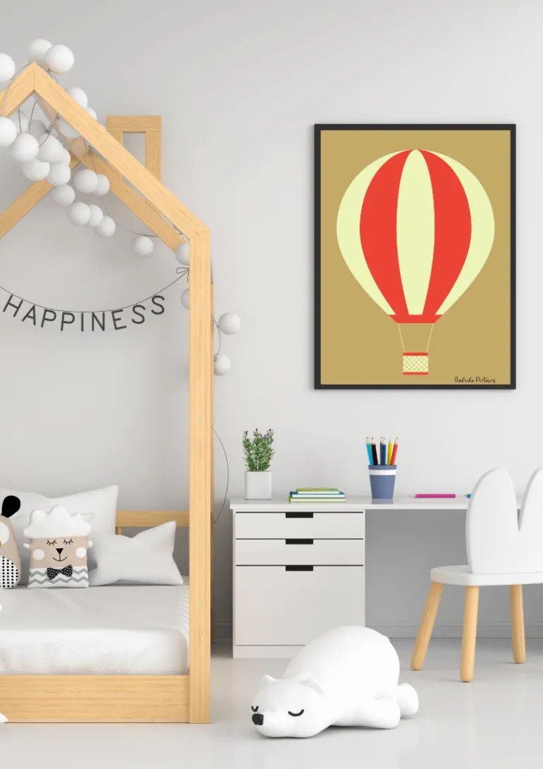 Plakat, Luftballon, Gul og rød