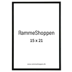 Sort aluramme, blank, smal, 15 x 21 cm, A5, Type 9017