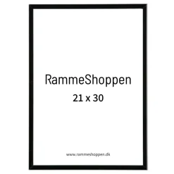 Sort aluramme, blank, smal, Type 9017