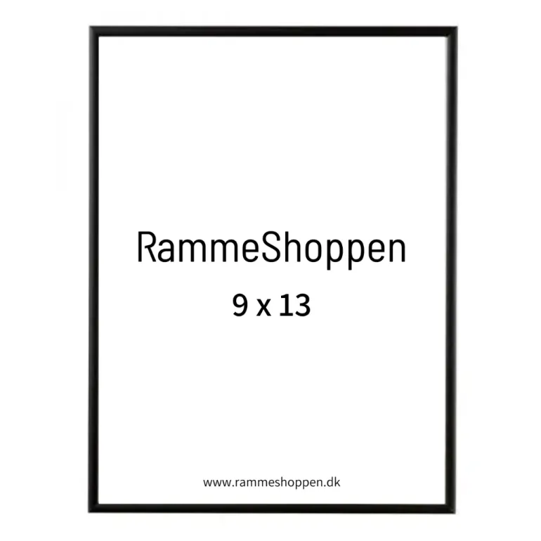 Sort aluramme, mat, smal - 9 x 13 cm - Type 672