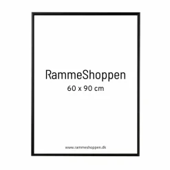 Sort Aluramme, Mat, Smal - 60 X 90 cm - Type 672