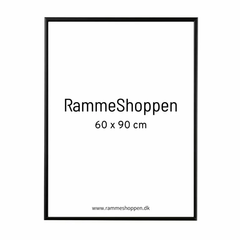 Sort Aluramme, Mat, Smal - 60 X 90 cm - Type 672