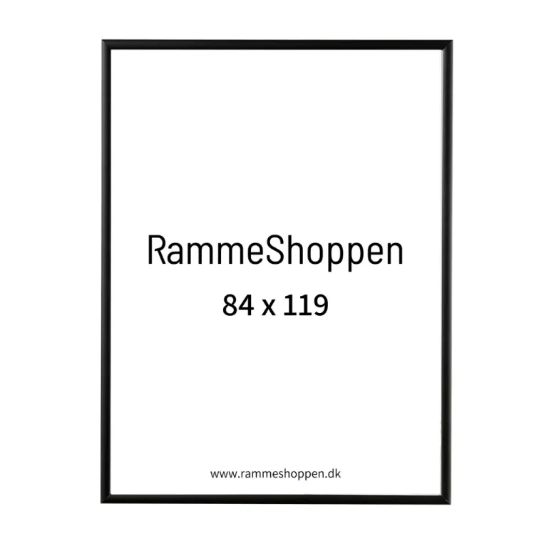 Sort aluramme, mat, smal - Type 672