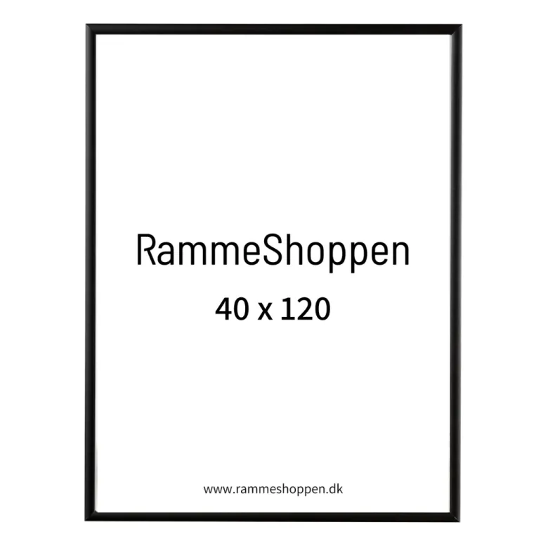 Sort aluramme, mat, smal, 40 x 120 cm, Type 672