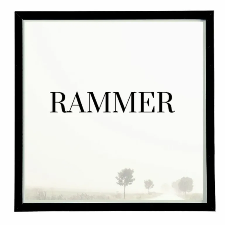 Sort aluramme, mat, smal, 100 x 100 cm, Type 672