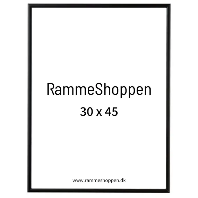 Sort aluramme, mat, smal, 30 x 45 cm, Type 672