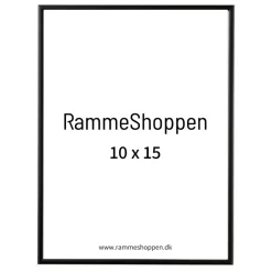 Sort aluramme, mat, smal, 10 x 15 cm, Type 672