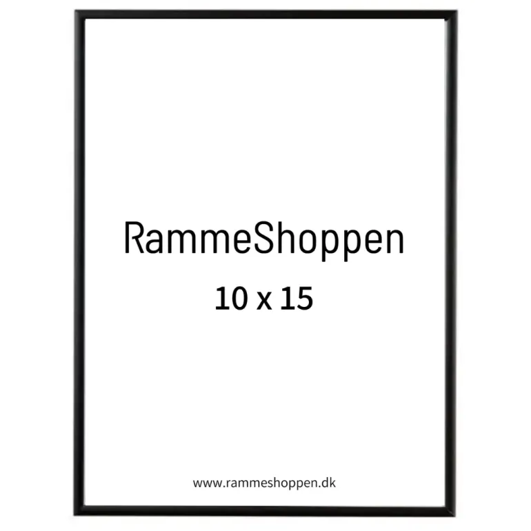 Sort aluramme, mat, smal, 10 x 15 cm, Type 672