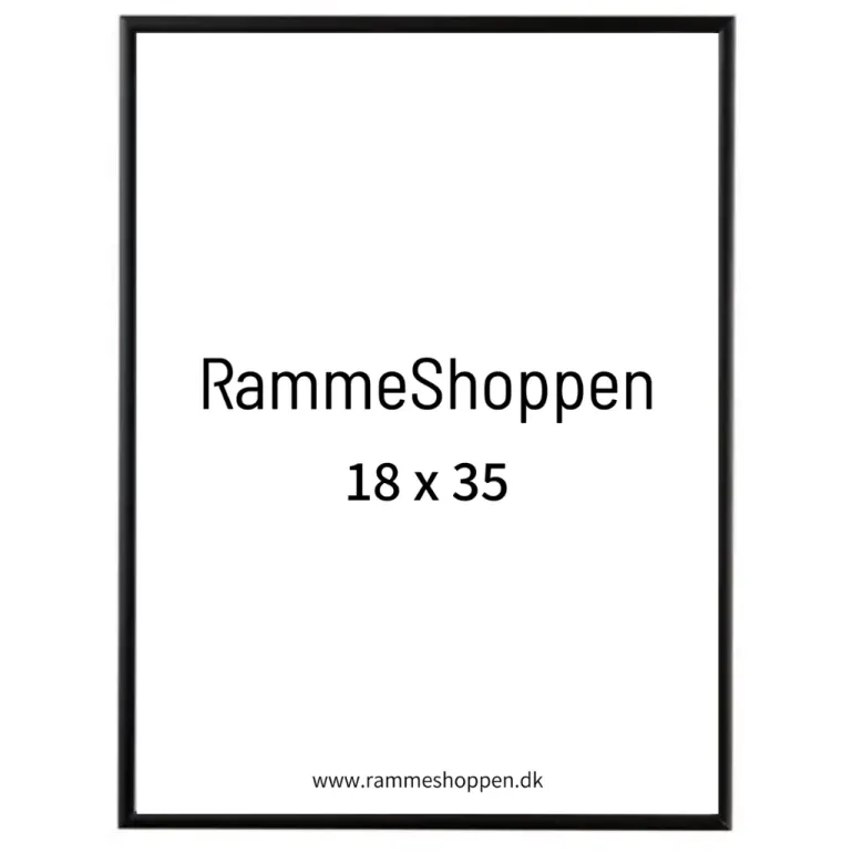 Sort aluramme, mat, smal, 18 x 35 cm, Type 672