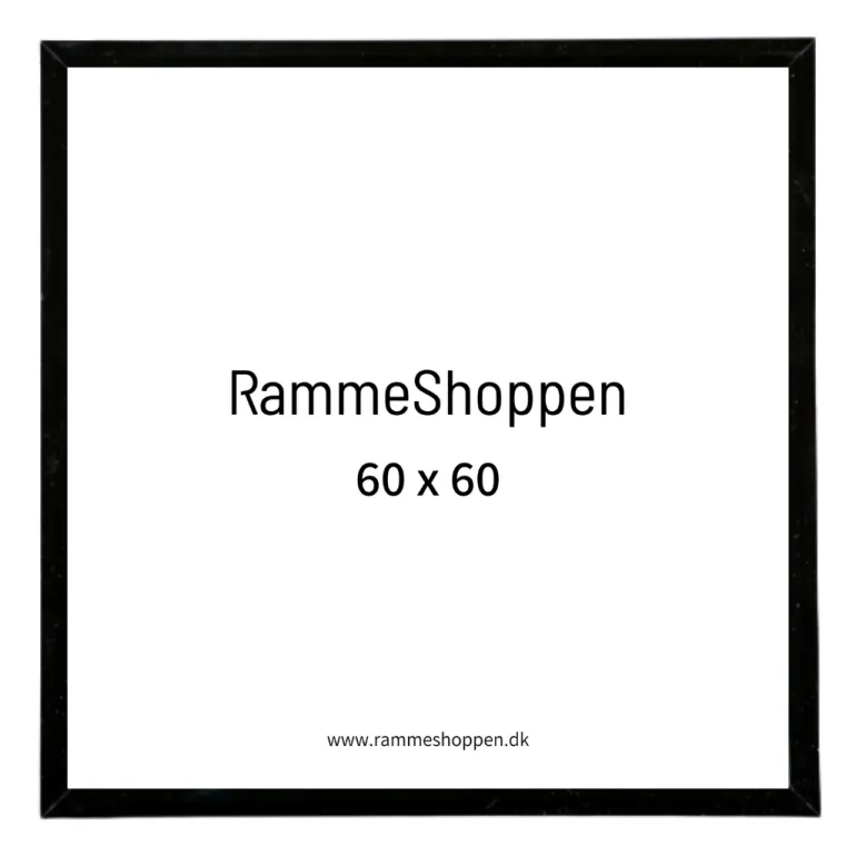 Sort aluramme, mat, smal, 60 x 60 cm, Type 672