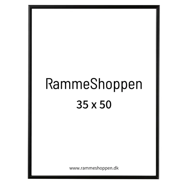 Sort aluramme, mat, smal, 35 x 50 cm, Type 672