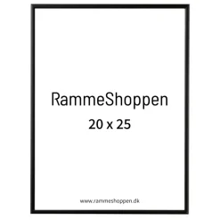 Sort aluramme, mat, smal, 20 x 25 cm, Type 672