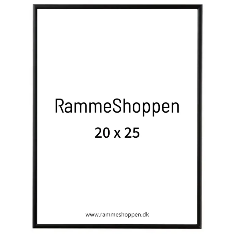 Sort aluramme, mat, smal, 20 x 25 cm, Type 672