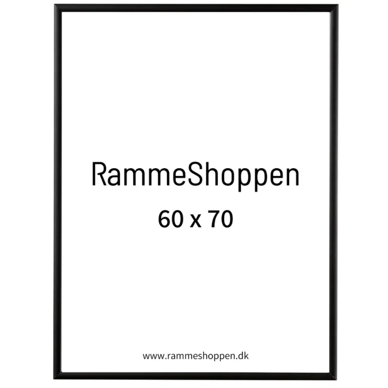 Sort aluramme, mat, smal, 60 x 70 cm, Type 672