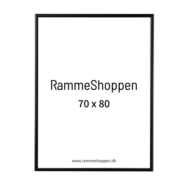 Sort aluramme, mat, smal, 70 x 80 cm, Type 672