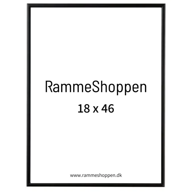 Sort aluramme, mat, smal, 18 x 46 cm, Type 672