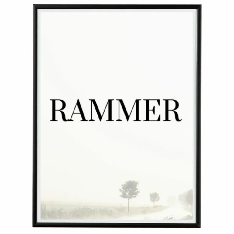 Sort aluramme, mat, smal, 90 x 120 cm, Type 672